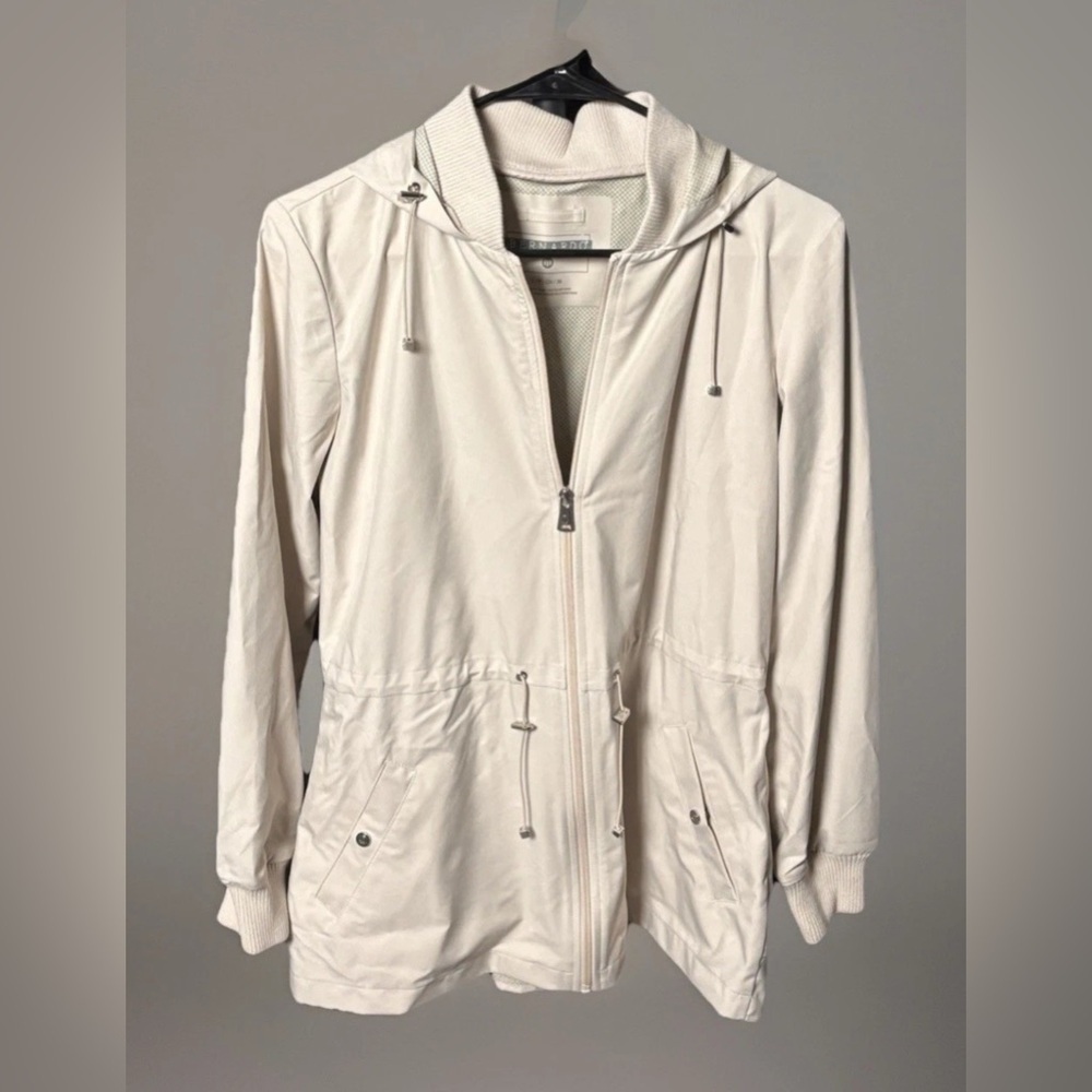 Bernardo Beige Hooded Drawstring Lightweight Jacket Women’s Small S Zip Up